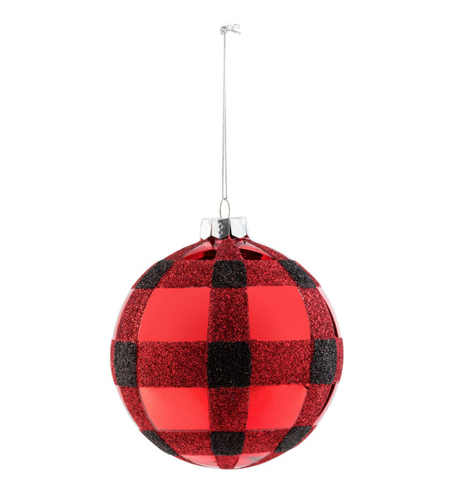 51698 (28481) - Buffalo Plaid Ornament Red 4.25"