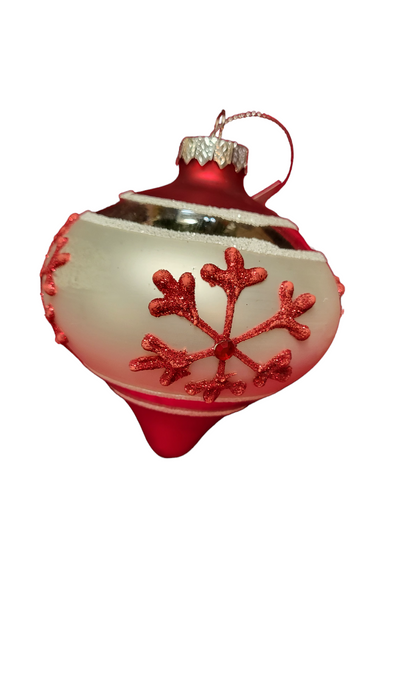 54124D (26509) - Glass Snowflake Ornament Assorted Red/White