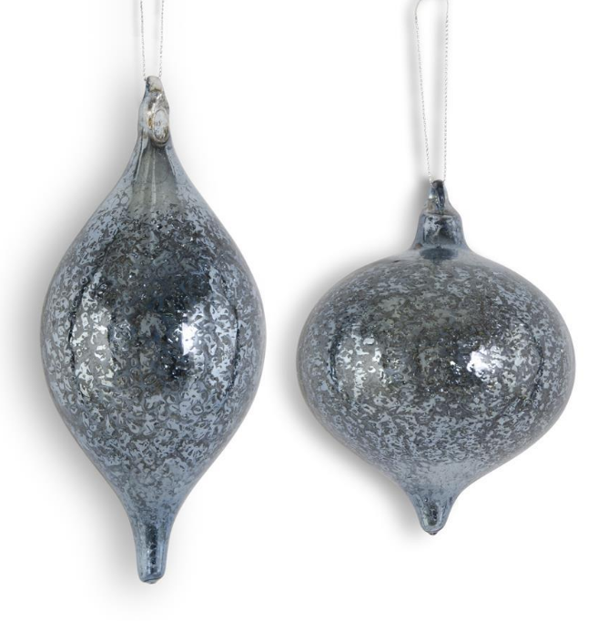 54871C (11565) - Mercury Glass Ornament Onion & Finial Each Dark Blue