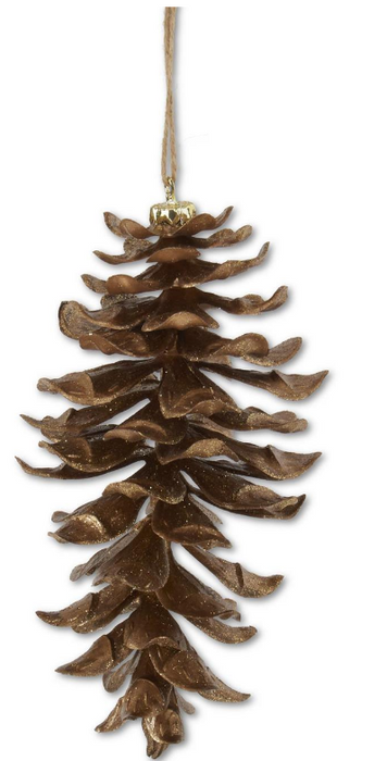 55275A-GO (11424) - Glittered Pinecone 8.5" Ornament Gold