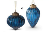 55474C-BL (11665) - Mirrored Crackled Glass Ornament Each Blue