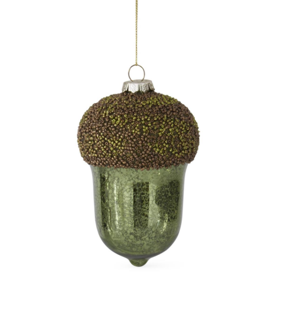 55616A-GR (11568) - Mercury Glass Acorn Ornament 5.5" Green