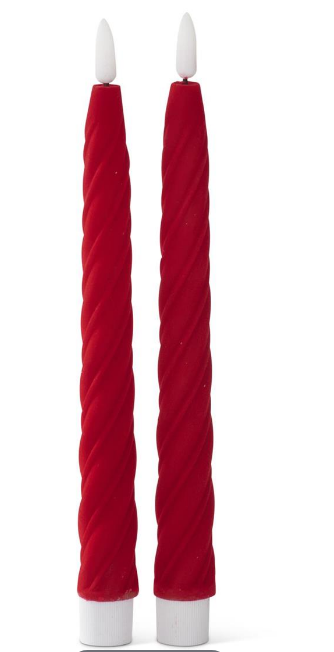 56797G-RD (11420) - Spiral LED Taper Candle W/Timers 9.75" Set/2 Red