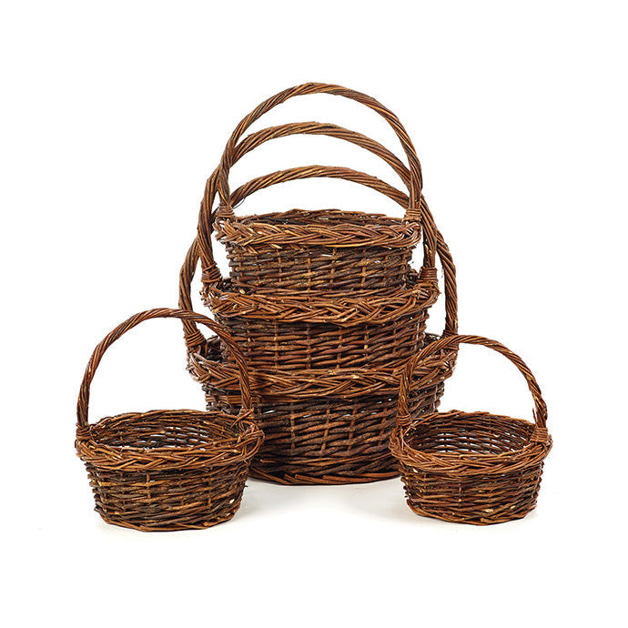 61149 (22180) - 5.5" Round Unpeeled Willow Basket, 5/Set, 5.5" x 3"-11" x 4.5"