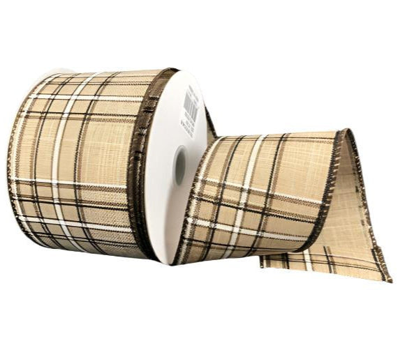 61213-40-38 (29706) - Natural Chocolate/Black Plaid - 2.5" x 10yd