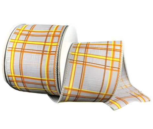 61213-40-47 (29707) - Grey/Rust/Yellow Plaid - 2.5" x 10yd