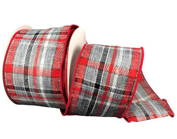 72133-40-51 (29722) - Plaid, Grey/White/Red/Black - 2.5" x 10yd