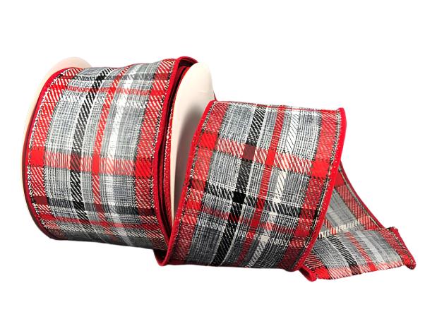 72133-40-51 (29722) - Plaid, Grey/White/Red/Black 2.5"X10Yd