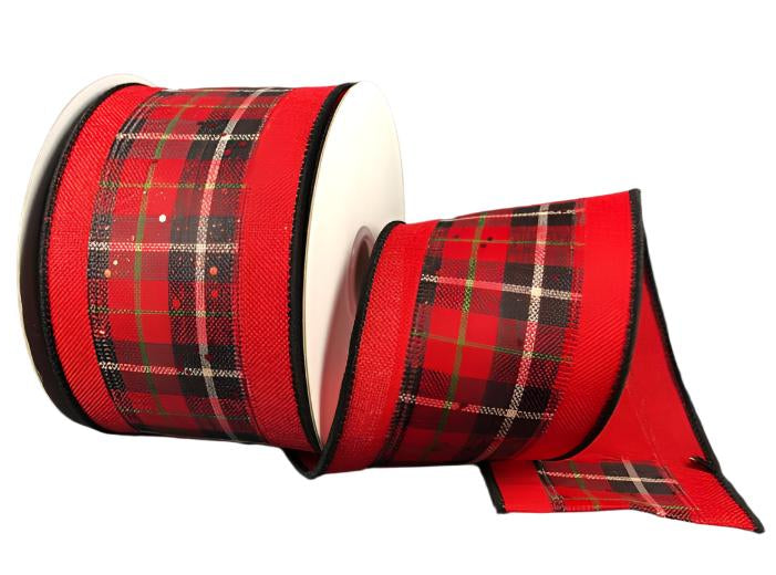 78220-40-21 (29724) - Glitter Plaid - 2.5" x 10yd -  Red/Black