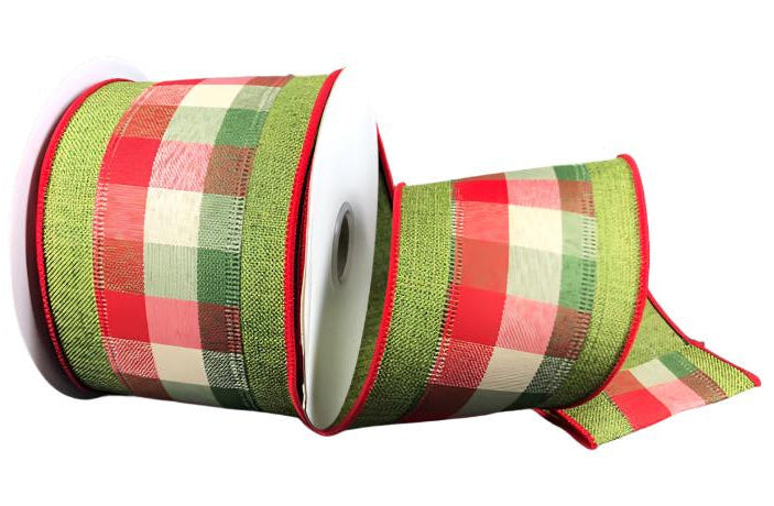 78222-40-08 (29725) - Green/Red/Natural Chex/Moss - 2.5" x 10yd