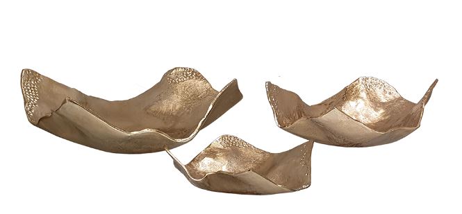 78763+ (30607) - Wavy Square Aluminum Tray Ch/Gold Small