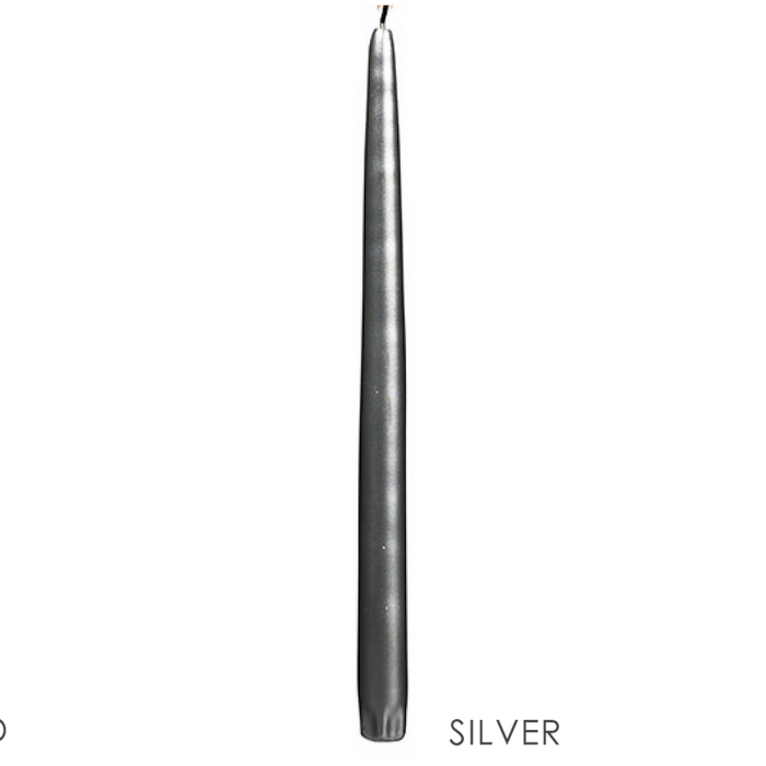 0012-PT-12-SIL (13133) - Taper Candle 12" Silver