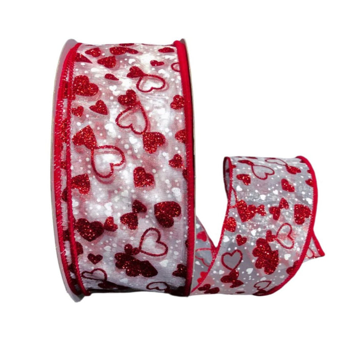 811-40-001 (30548) - White Sheer/Red Hearts 2.5"X50Yd