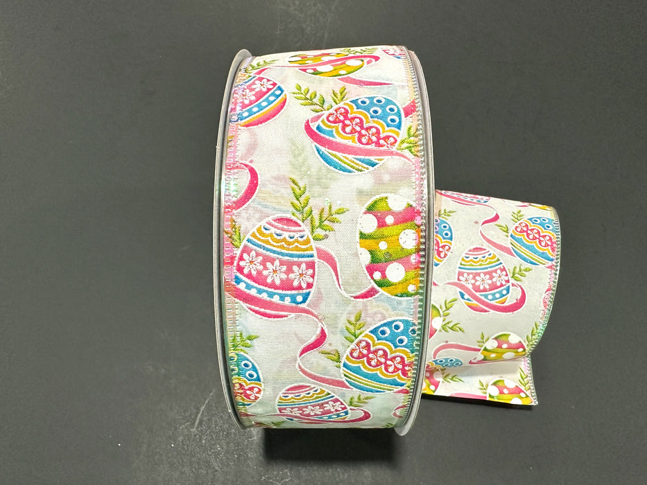 835-40-543 (00086) - Satin Wired Easter Egg 2.5"x10Yd Multi Color