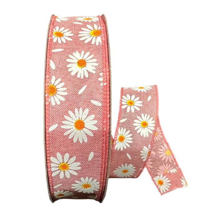 841-09-415 (468) - Linen Daisies & Petals - 1.5" x 50yd - Mauve/White