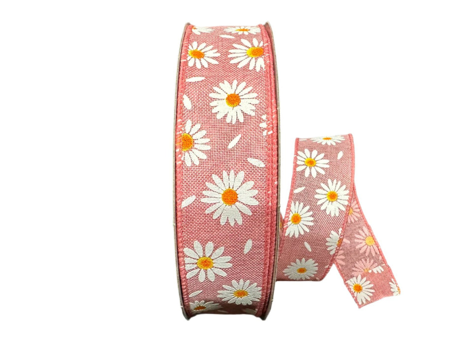 841-09-415 (468) - Linen Daisies & Petals Mauve/White 1.5"X50Yd