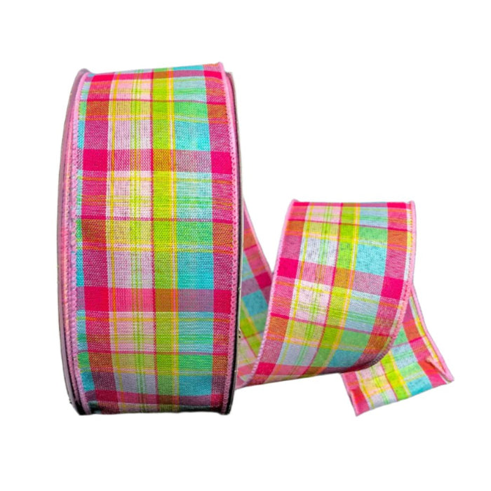 841-40-141 (77521) - Montana Plaid Aqua/Fuchsia/Green - 2.5" x 50yd