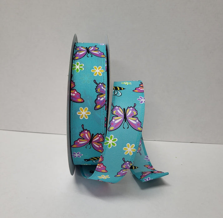845-09-148 DISC (28177) - Butterflies N Bees - 1.5" x 50yd - Teal