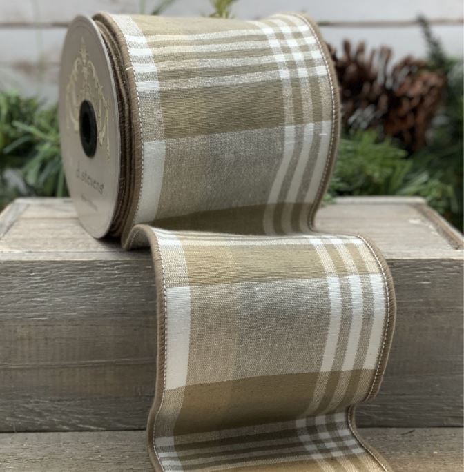 DS87-0457 (28683) - Cotton Plaid, White/Khaki 4"X10Yd