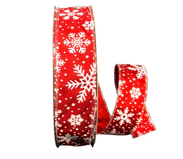 871-09-234 (29749) - Glitter Snowflakes, Red/White 1.5"X50Yd