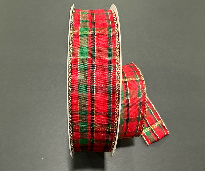 871-09-519 (11583) - Diana Plaid - 1.5" x 50yd - Red/Green