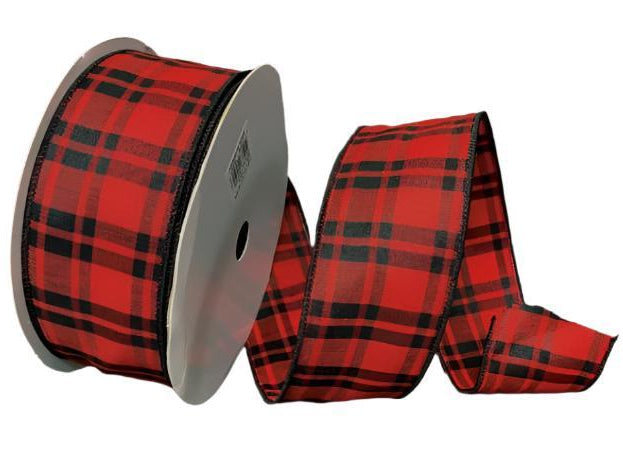 871-40-028 (28723) - Woven Josh Plaid, Red/Black - 2.5" x 50yd