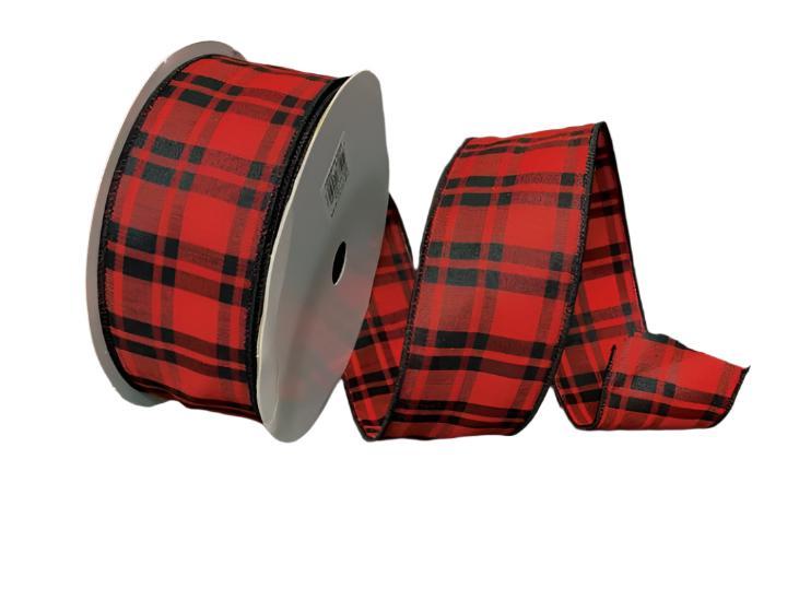 871-40-028 (28723) - Woven Josh Plaid, Red/Black 2.5"X50Yd