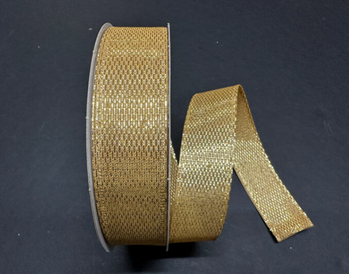875-09-357 (11585) - Stairstep Woven Metallic - 1.5" x 50yd - Gold