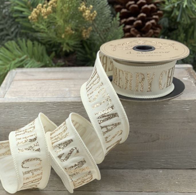 DS88-1629 (28689) - Merry Xmas, Cream 1.5"X10Yd