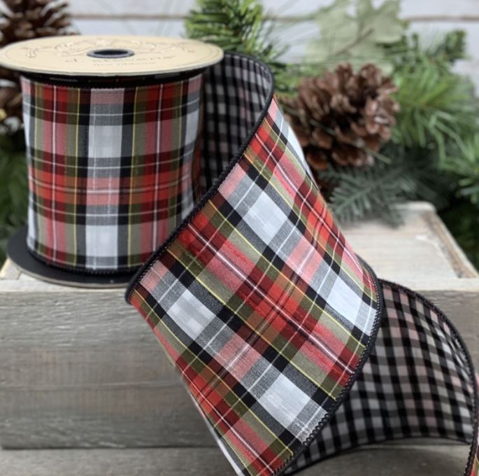 DS88-1810 (28690) - Dupion Plaid, Red/White 4"X10Yd