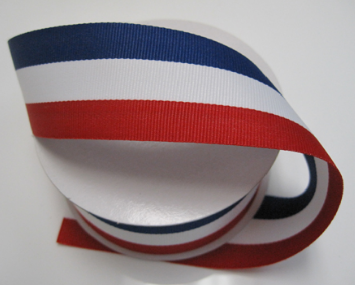 981209-01 (40027) -  Grosgrain White/Red/Blue - 1.5" x 25yd