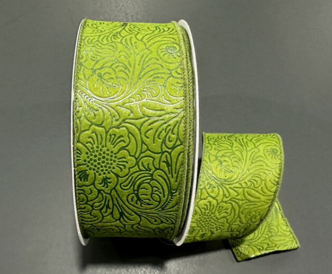 984240-08C (00212) - Flower Embossed Breeze #40 - 2.5" x 50yd - Moss
