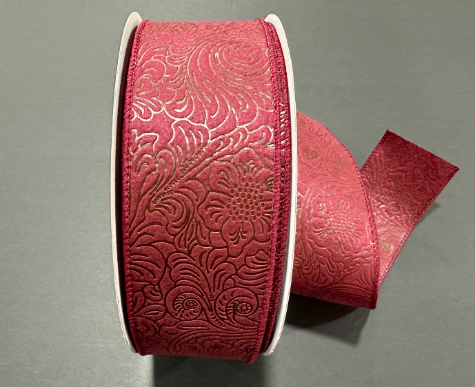 984240-10C (00213) - Flower Embossed Breeze #40 - 2.5" x 50yd - Burgundy