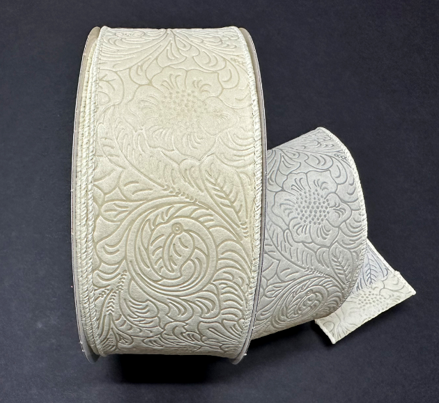 984240-18C (00214) - Flower Embossed Breeze #40 - 2.5" x 50yd - Ivory