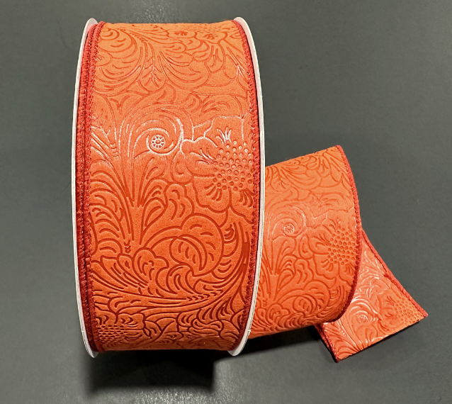 984240-31C (00215) - Flower Embossed Breeze #40 - 2.5" x 50yd - Rust