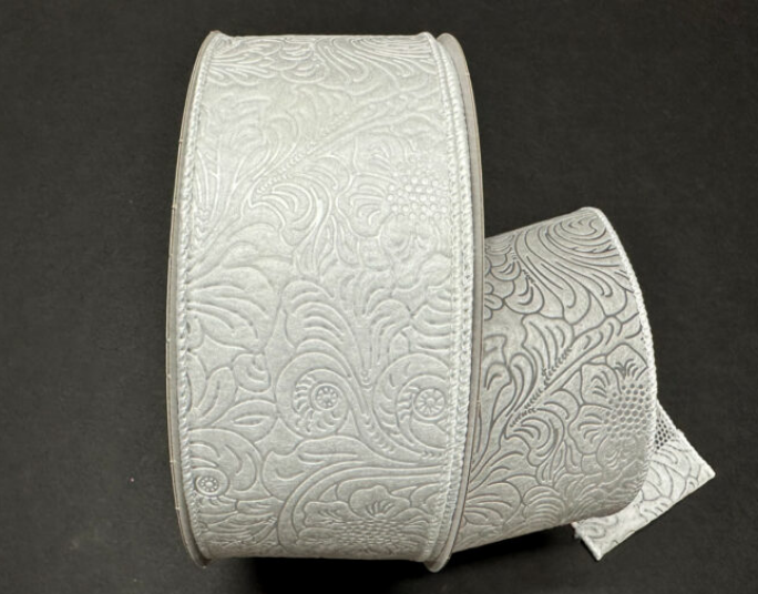 984240-01C (11075) - Flower Embossed Breeze #40 - 2.5" x 50yd - White