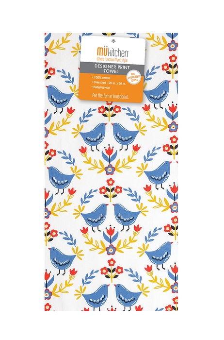 6629-2473 (57) - Cotton Towel, Scandinavian Birds