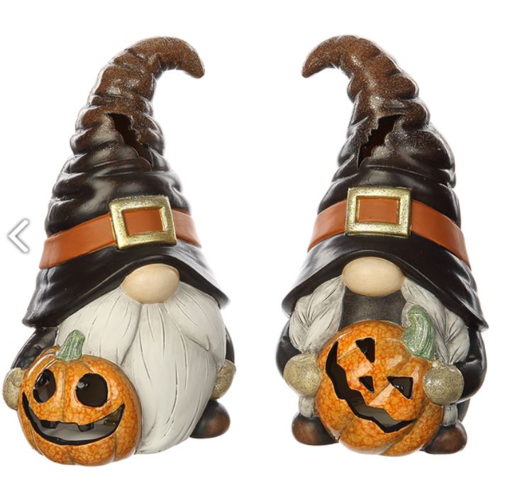 AFZ103-BK/OR+ (30802) - Gnome Holding Jack-O-Lantern 11.5" Black/Orange