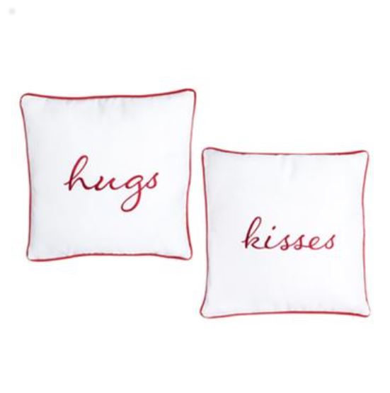 AVZ111-WH/RE (32273) - Hug And Kisses Pillow White/Red 16"X16"