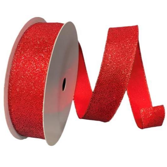 CH0709-134 (27591) - Glittered Satin, Red 1.5"X50Yd