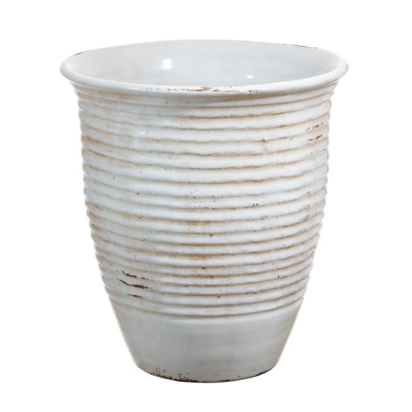 CPLA8060.ANWH (32119) - Ribbed Planter 10" Antique White