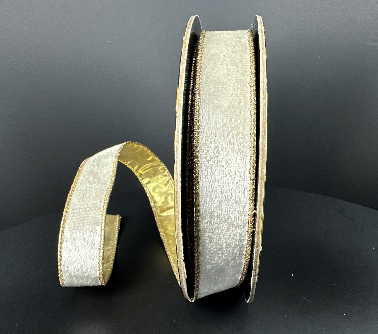 D73648-10-18 (11540) - Velvet Ivory 1"X10Yd Gold