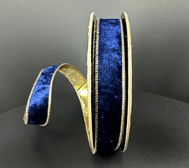 D73648-10-27 (11541) - Velvet Navy 1"X10Yd Gold