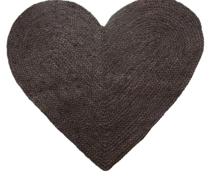 DF4495 (29852) - Jute Black Heart Shape Rug 35"