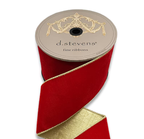 DS07-1497 (11648) - Lush Velvet Metallic, 4"X10Yd Hot Red/Gold