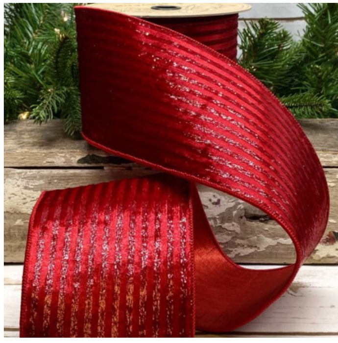 DS88-3898 (30569) - Velvet Lurex Stripe, Red 4"X10Yd