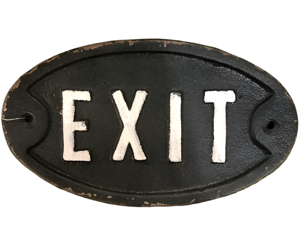 EWA80291 (26602) - Cast Iron Exit Plaque 7.75"X4.5" REG $9.90