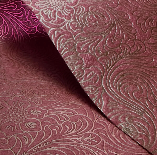 FW20-10 (49) - Burgundy Flower Embossed Wrap, 20" x 20" Sheets, 100/Pack