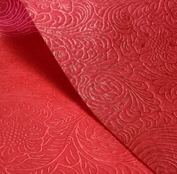 FW20-12 (50) - Red Flower Embossed Wrap, 20" x 20" Sheets, 100/Pack