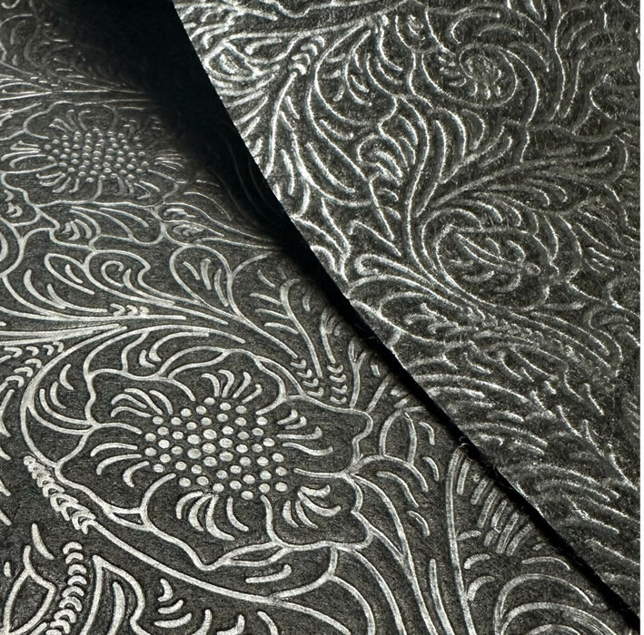 FW20-21 (11082) - Black Flower Embossed Wrap, 20" x 20" Sheets, 100/Pack